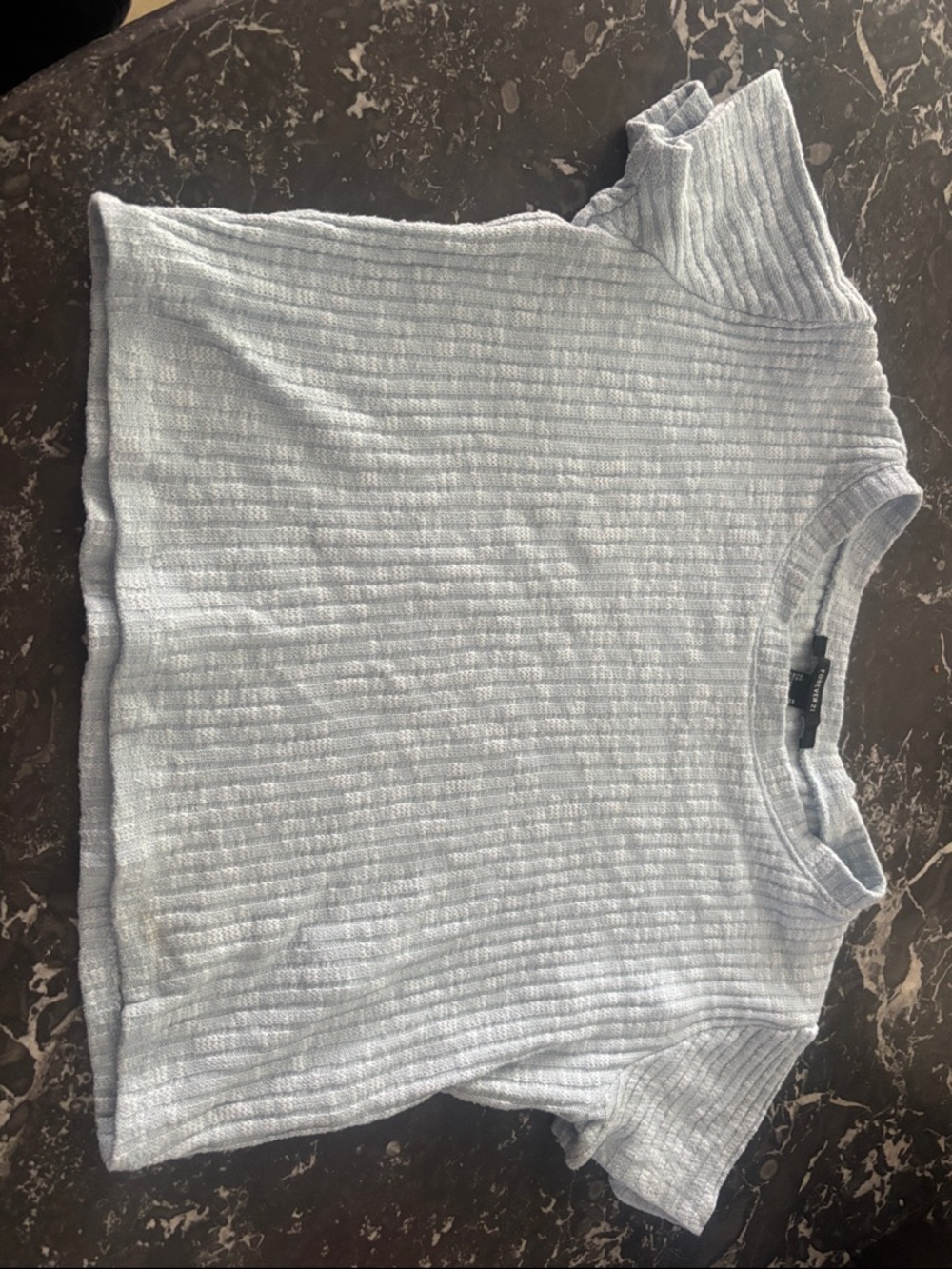 Forever 21 Pale Blue Ribbed Crew Neck Tee